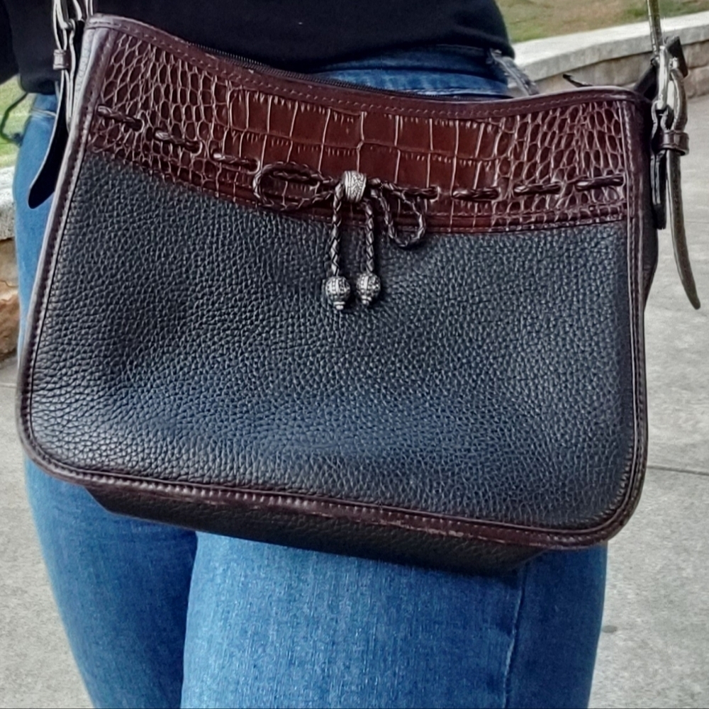 Brighton vintage black leather handbag